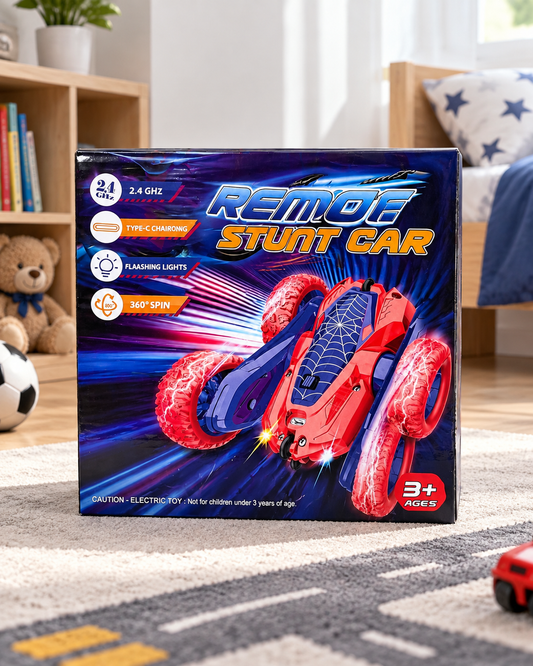 Mașină cu telecomandă RC Stunt Car, 2,4 GHz, rotire 360°, lumini
