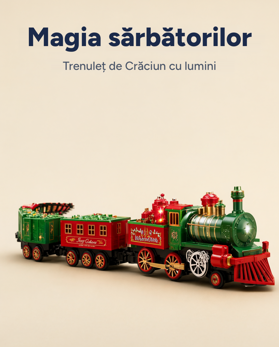 Trenuleț de Crăciun cu lumini și sunete
