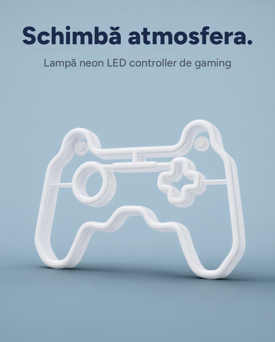 Lampă neon LED în formă de controller de gaming, alimentare USB