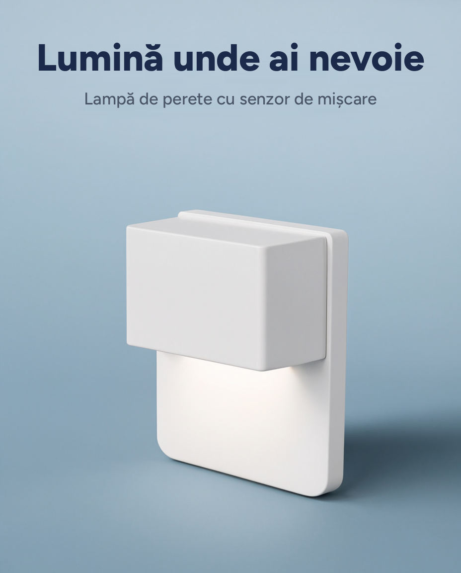 Lampă de perete reîncărcabilă cu senzor de mișcare, lumină caldă