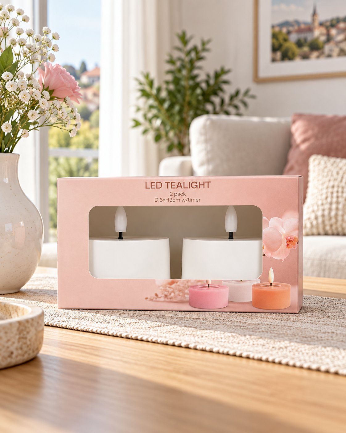 Set lumânări LED decorative cu efect de flacără, pe baterii