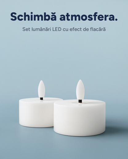 Set lumânări LED decorative cu efect de flacără, pe baterii
