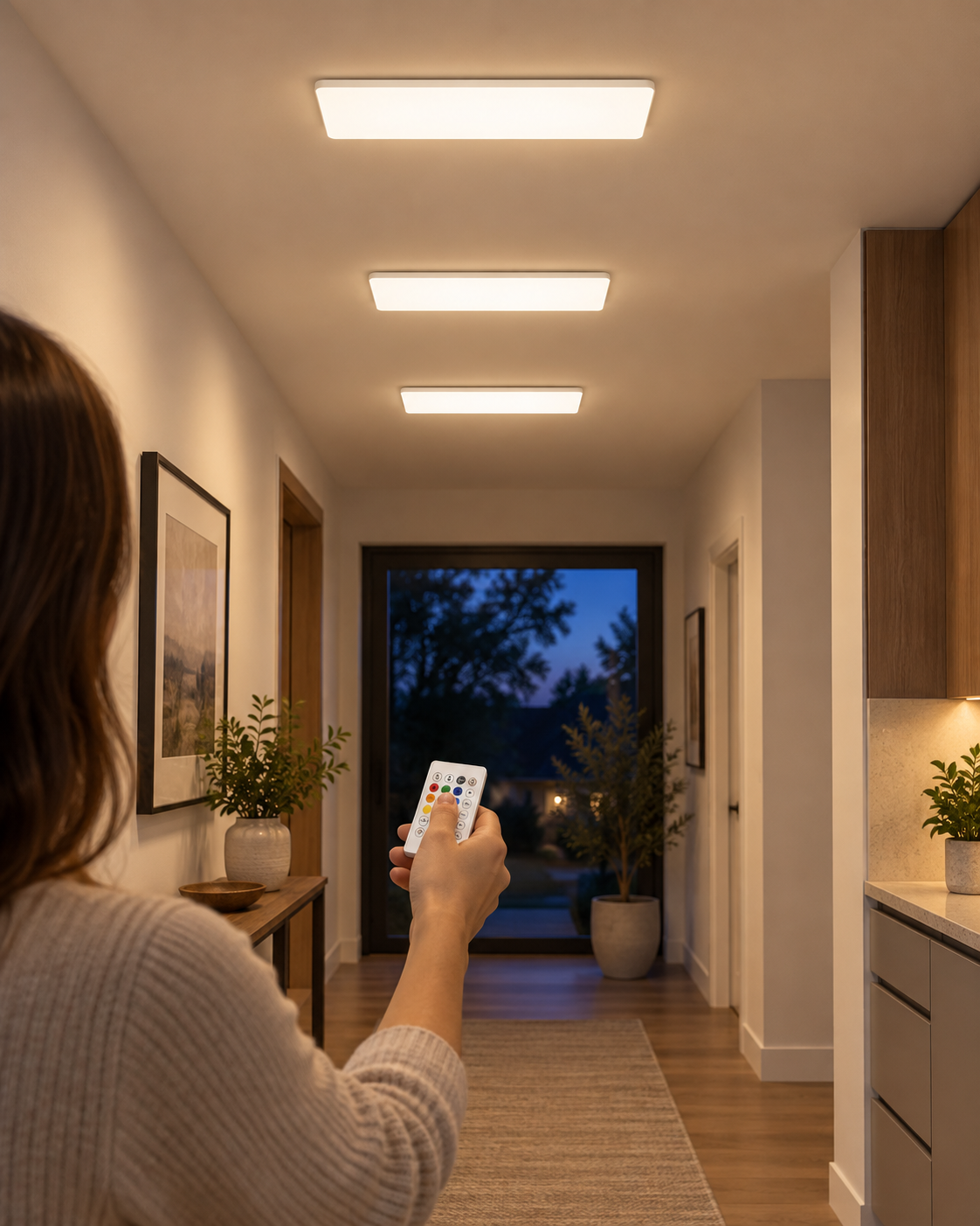 Set 3 panouri de iluminat Baltimore Panel Light, RGB și alb reglabil, telecomandă