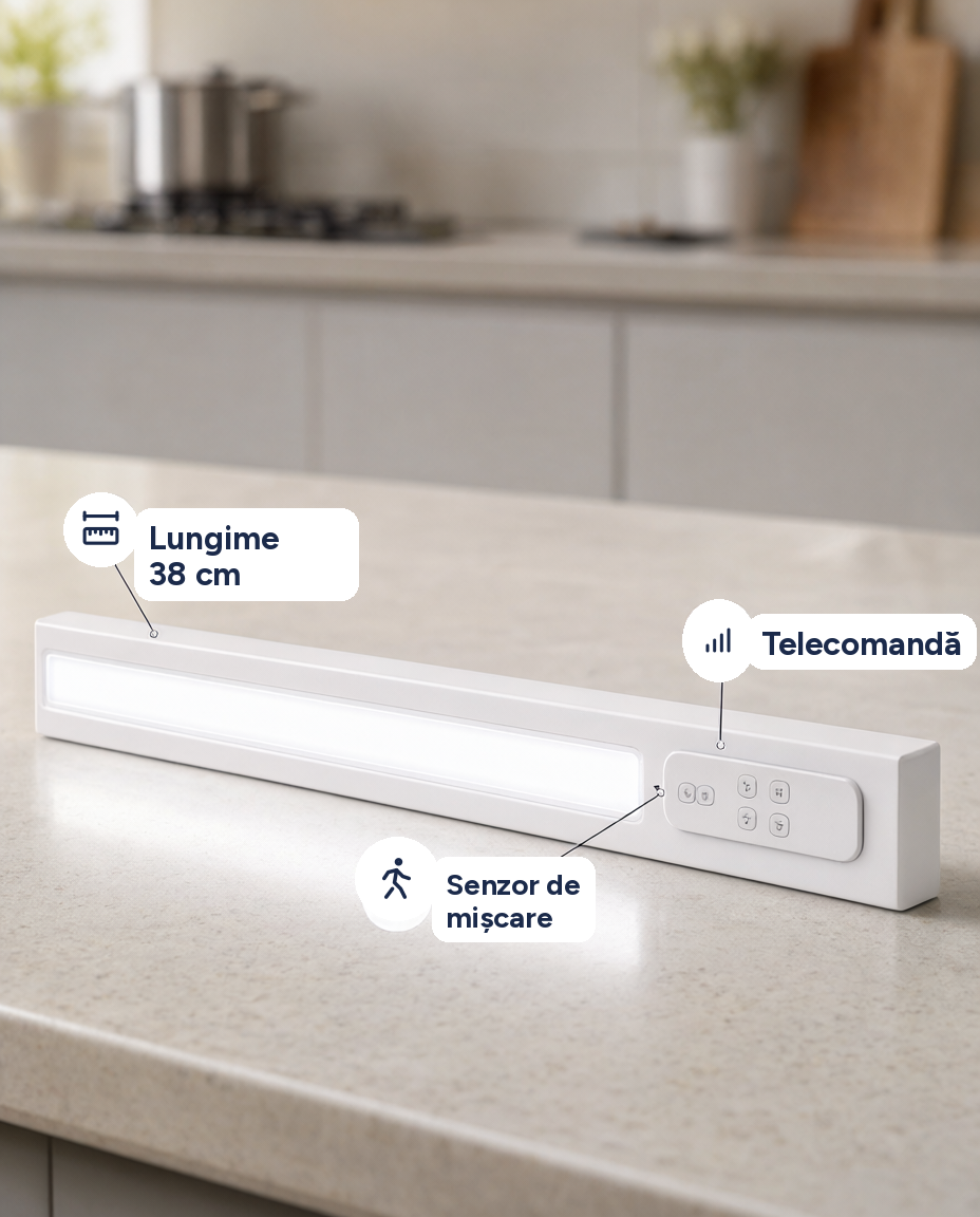 Lampă Grundig Cabinet Light cu senzor de mișcare, 300 lm, 38 cm, telecomandă