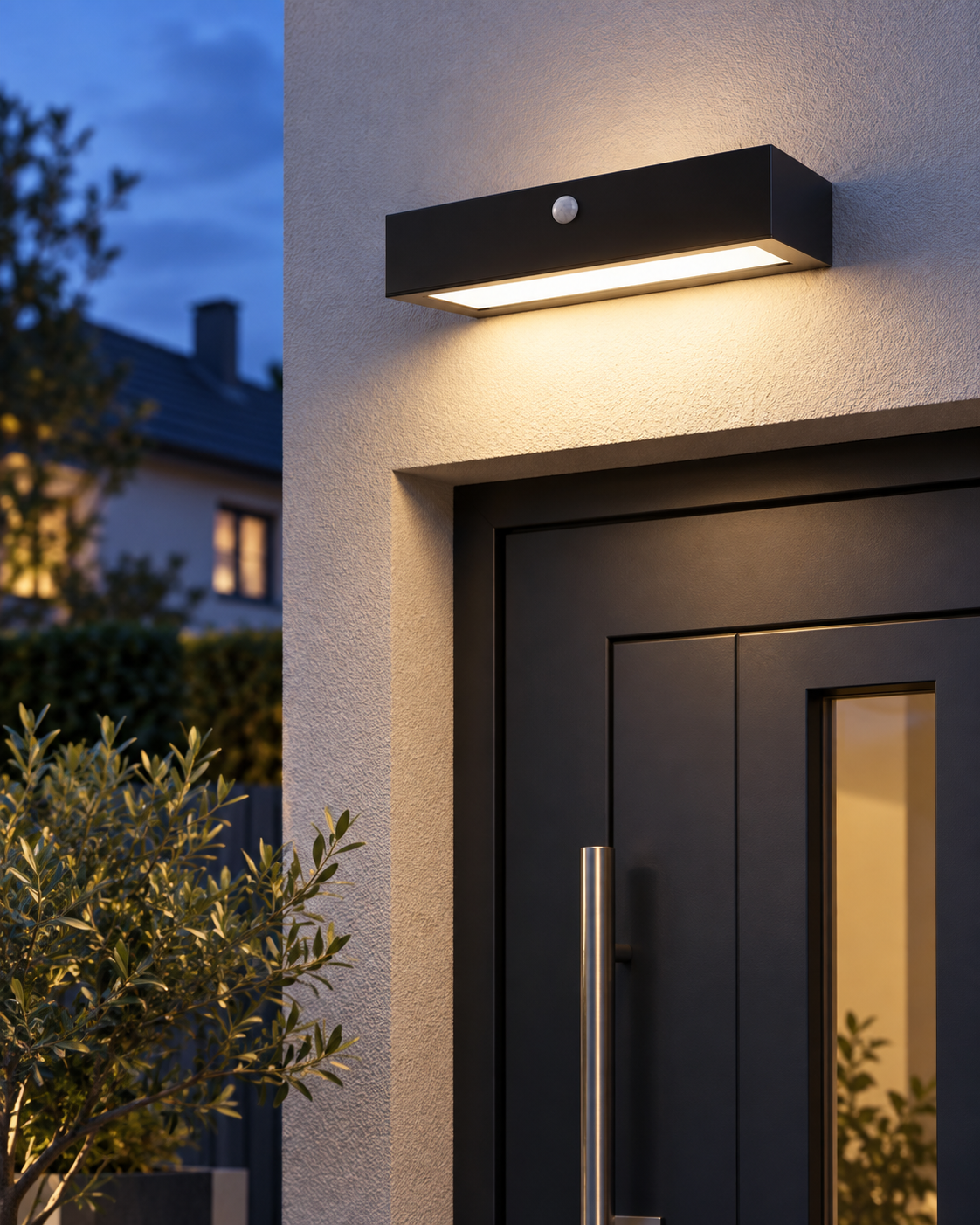 Lampă solară LED de exterior cu senzor de mișcare, iluminare sus-jos