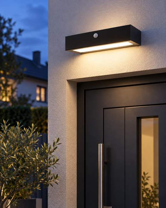 Lampă solară LED de exterior cu senzor de mișcare, iluminare sus-jos