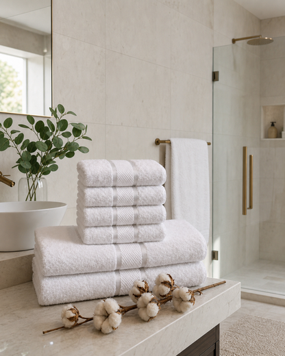 Set 6 Prosoape de Baie Premium, 100% Bumbac Pieptănat, Ultra-Absorbante și Pufoase, 420 G/m², Diverse Culori