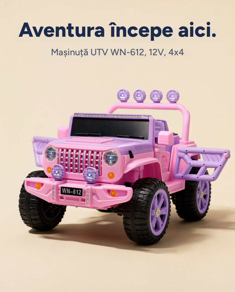 Mașinuță electrică pentru copii UTV Cross Country WN-612, 12V, 4x4, telecomandă parentală