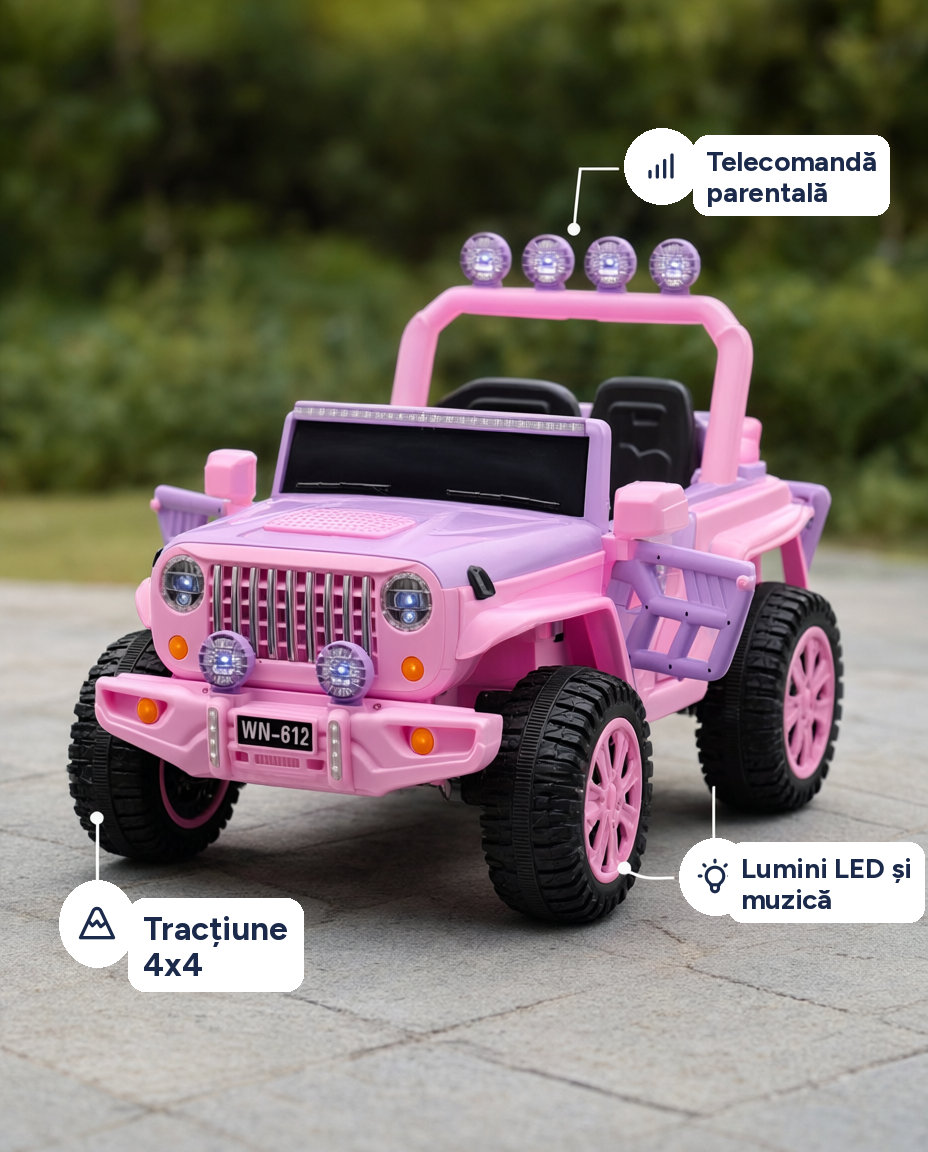 Mașinuță electrică pentru copii UTV Cross Country WN-612, 12V, 4x4, telecomandă parentală