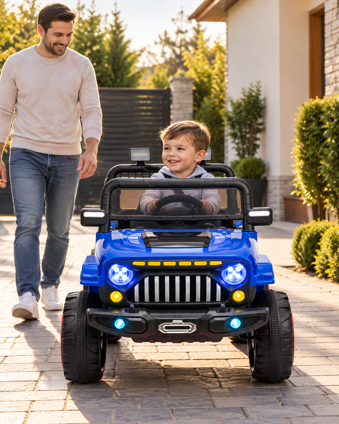 Mașină electrică SUV off-road JR-E902 pentru copii, 12V, 4x4, lumini LED