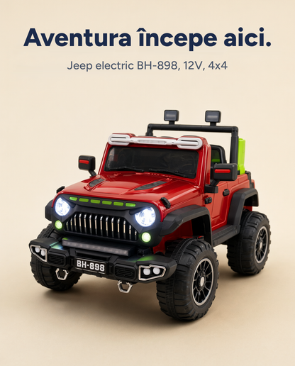 Mașinuță electrică Off-Road Jeep BH-898 pentru copii, 12V, 4x4, telecomandă 2,4 GHz