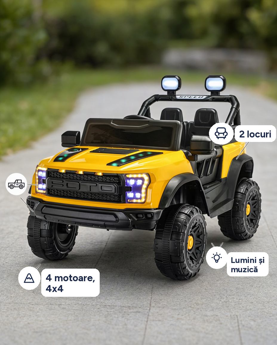 Mașină electrică SUV off-road JR-E903 pentru copii, 12V, 4x4, lumini și muzică