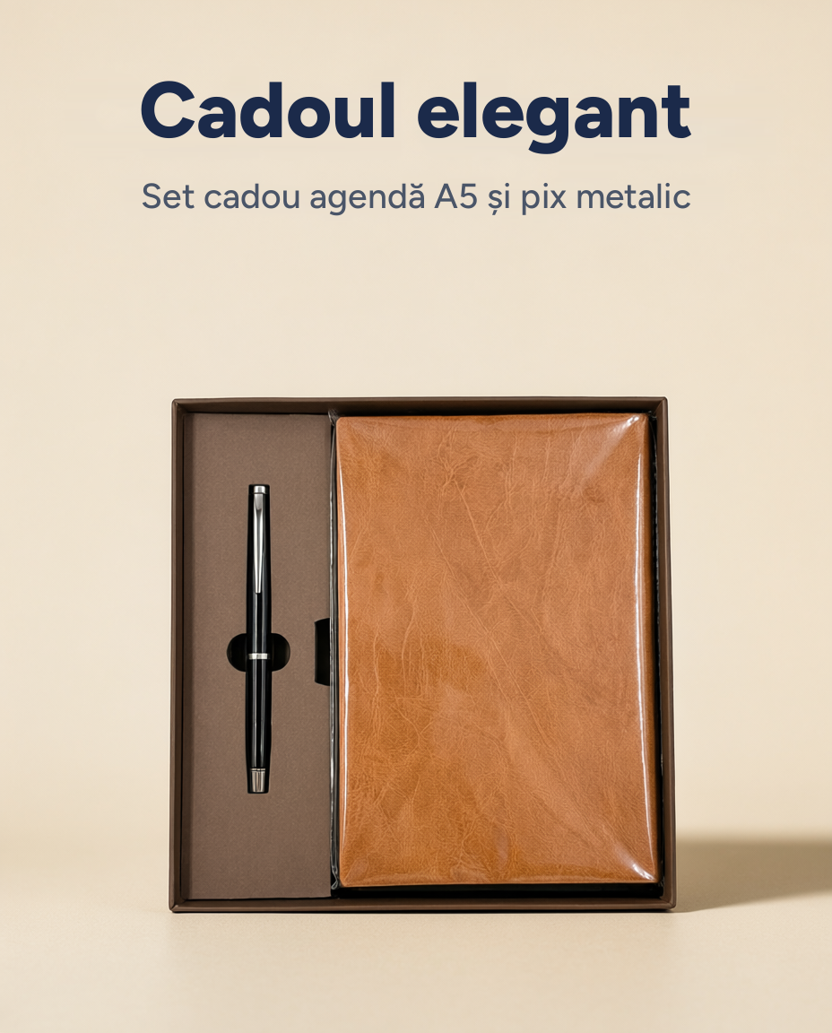 Set cadou agendă A5 și pix metalic 111-76, copertă texturată