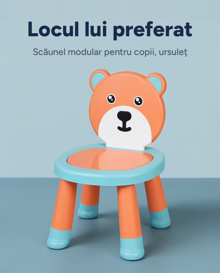 Scăunel modular pentru copii, plastic, picioare antiderapante