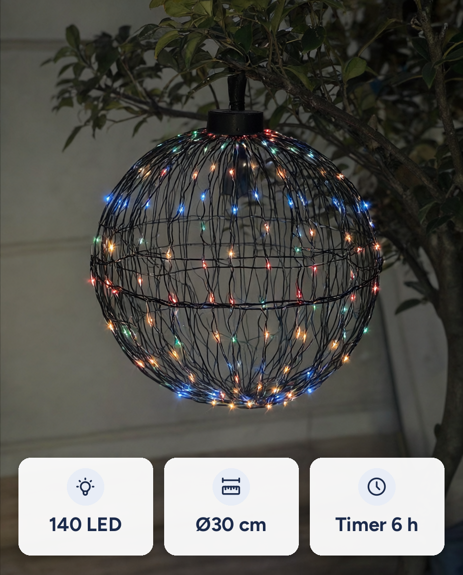 Glob luminos Twinkle, 140 LED, Ø30 cm, timer, interior și exterior