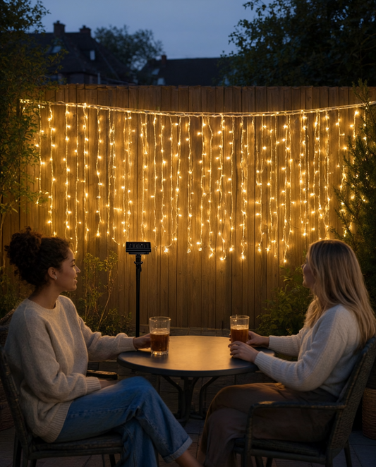 Perdea luminoasă solară 192 LED, alb cald, 180 x 150 cm, 8 funcții