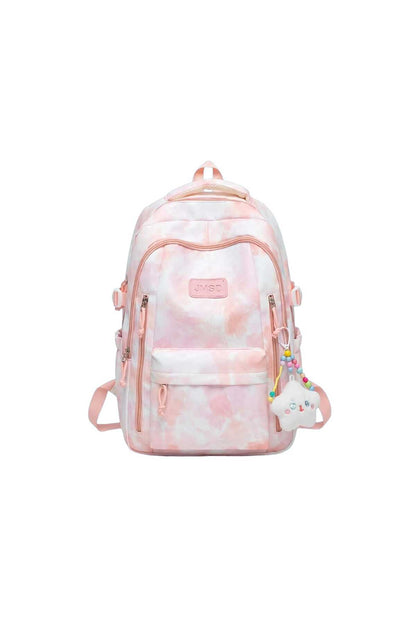 Rucsac Școală și Casual pentru Fete, Model Tie-Dye Mov și Albastru Pastel, Impermeabil, cu Compartimente