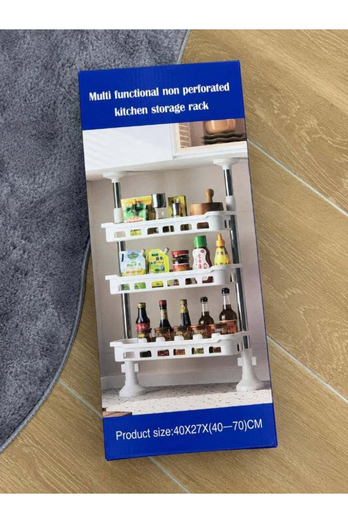 Raft organizator telescopic pentru bucătărie și baie, 3 polițe, 40-70 cm