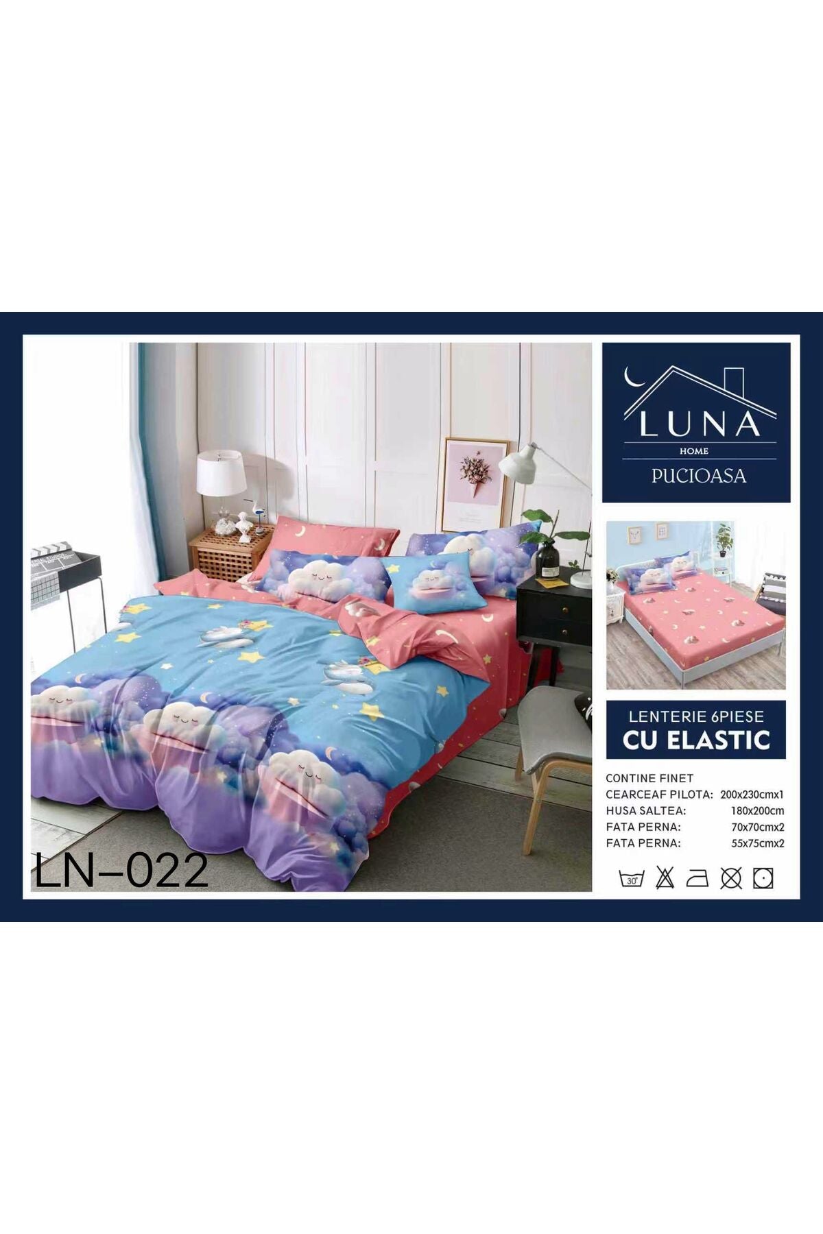 Set Lenjerie de Pat Finet 6 Piese (Pat Dublu) - Model cu Norisori