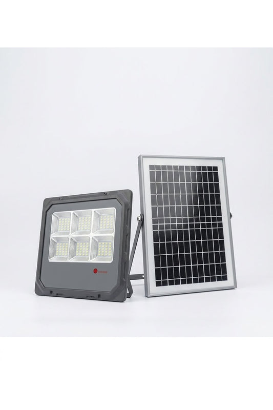Jiayi Proiector LED Solar, Putere 1000W, Autonomie 12h, Kit Complet cu Panou Fotovoltaic și Telecomandă, Rezistent la Apă IP66/IP67, Lumină Alb Rece 6500K, Funcție Automat/Amurg