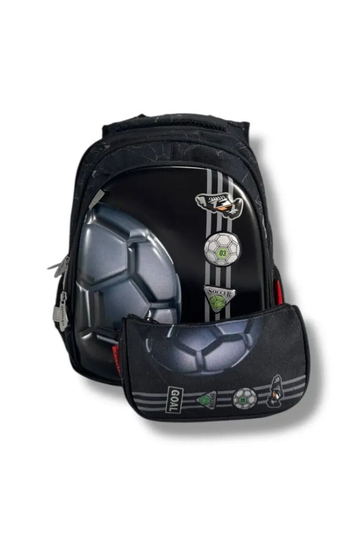 Set Ghiozdan Anatomic 3D Fotbal pentru Băieți, Clasele 1-4, Impermeabil, Include Penar, Model Premium