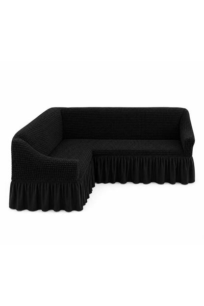 Husă Elastică și Creponată Pentru Colțar cu Volane, Material Elastic Universal, Diverse Culori