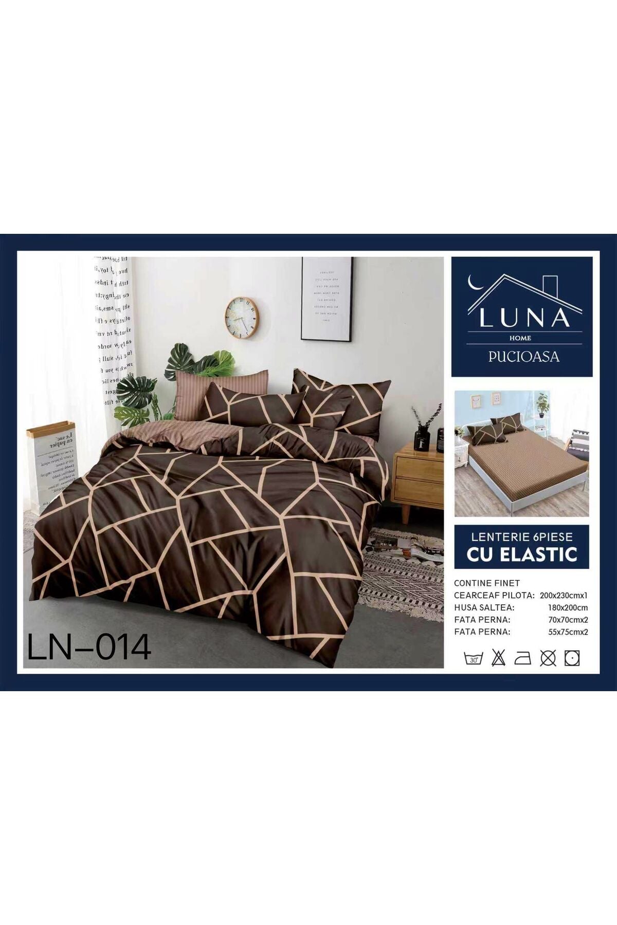 Set Lenjerie de Pat Finet 6 Piese (Pat Dublu) - Model Geometric