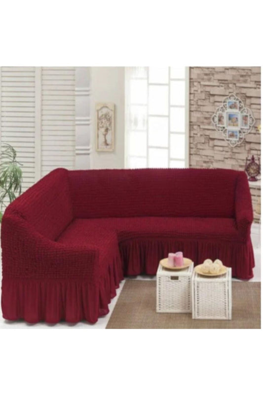 Husă Elastică și Creponată Pentru Colțar cu Volane, Material Elastic Universal, Diverse Culori