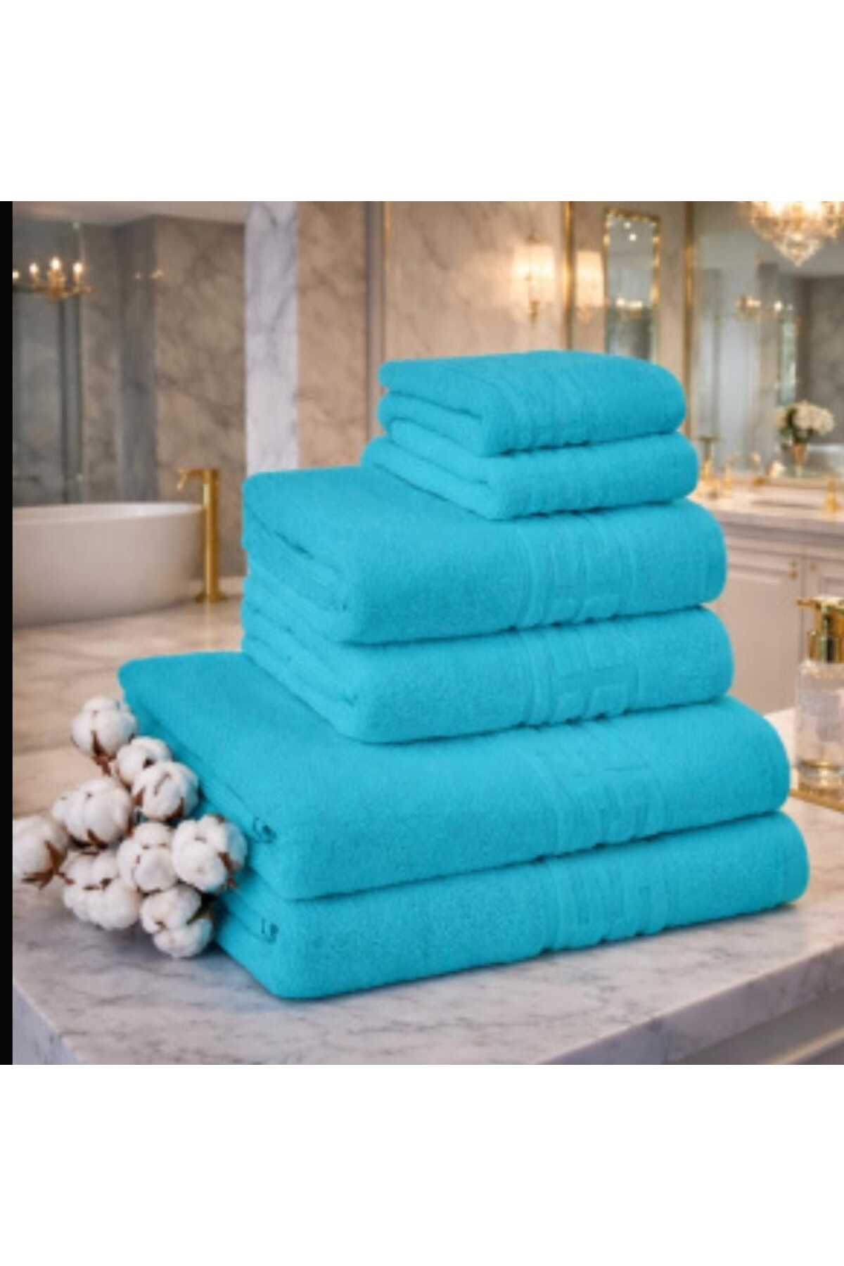Set 6 Prosoape din Bumbac 100%, Absorbante și Fine, 500g/mp, Diverse Culori