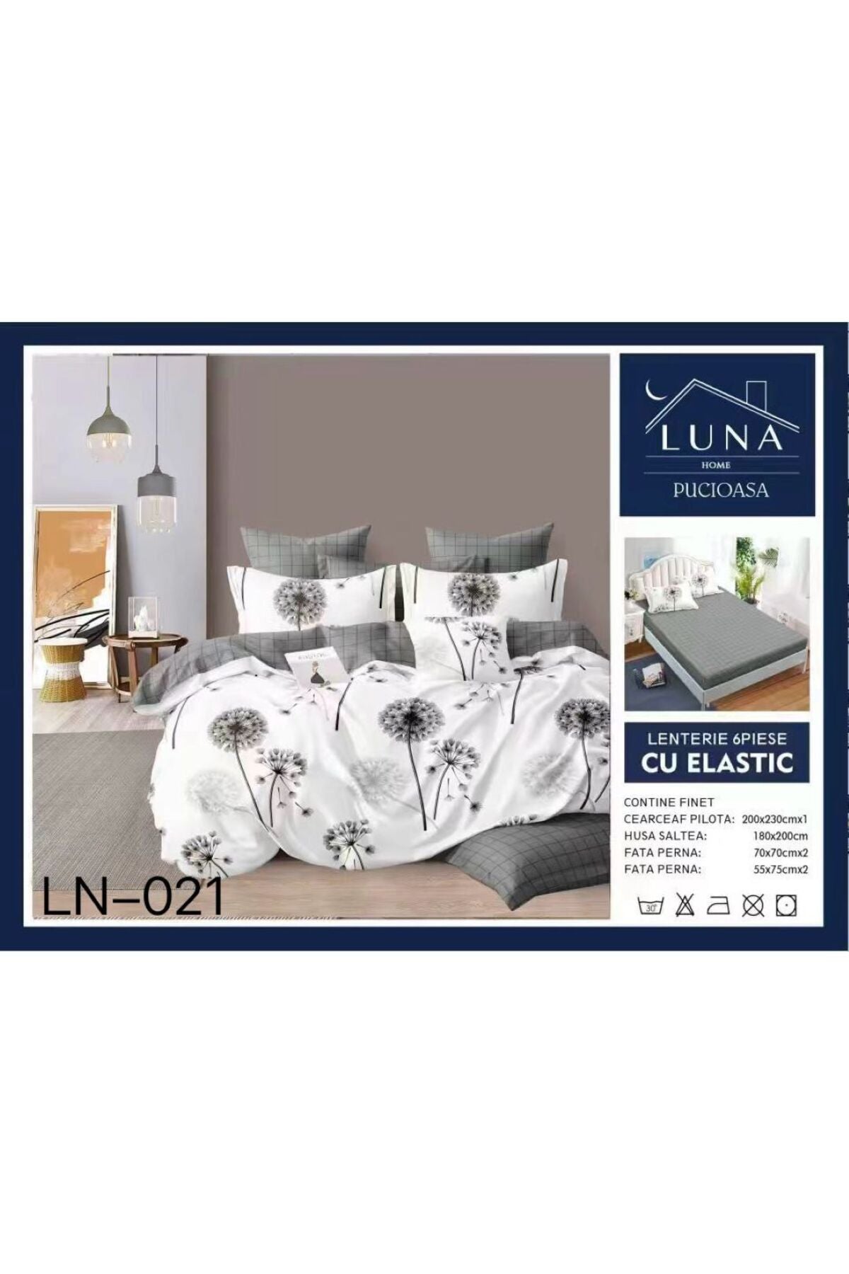 Set Lenjerie de Pat Finet 6 Piese (Pat Dublu) - Model Floral