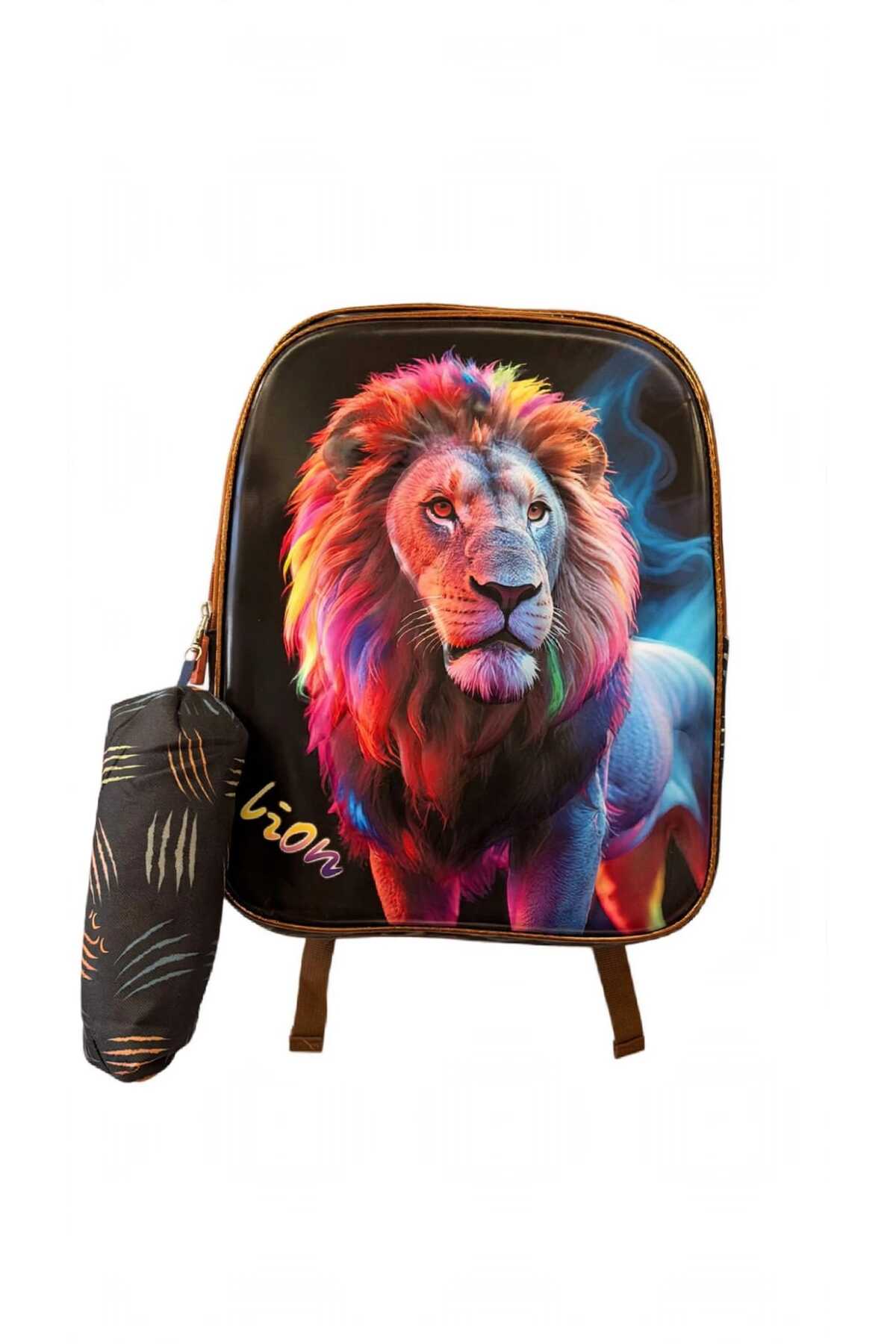 Ghiozdan Neon 3D Leu, Carcasă Rigidă, Anatomic, Include Penar
