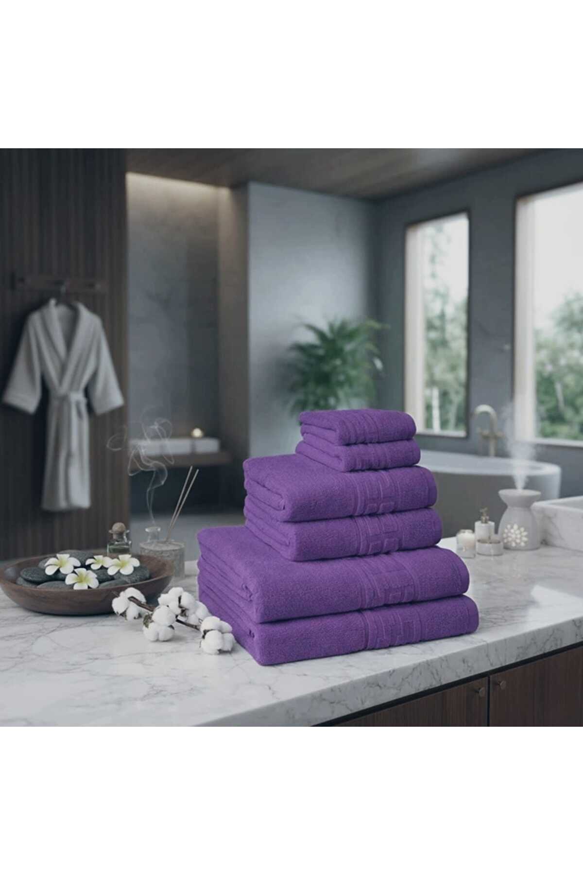 Set Prosoape Bumbac 100%, 6 Piese,diverse Culori, Absorbante și Fine,500gsm