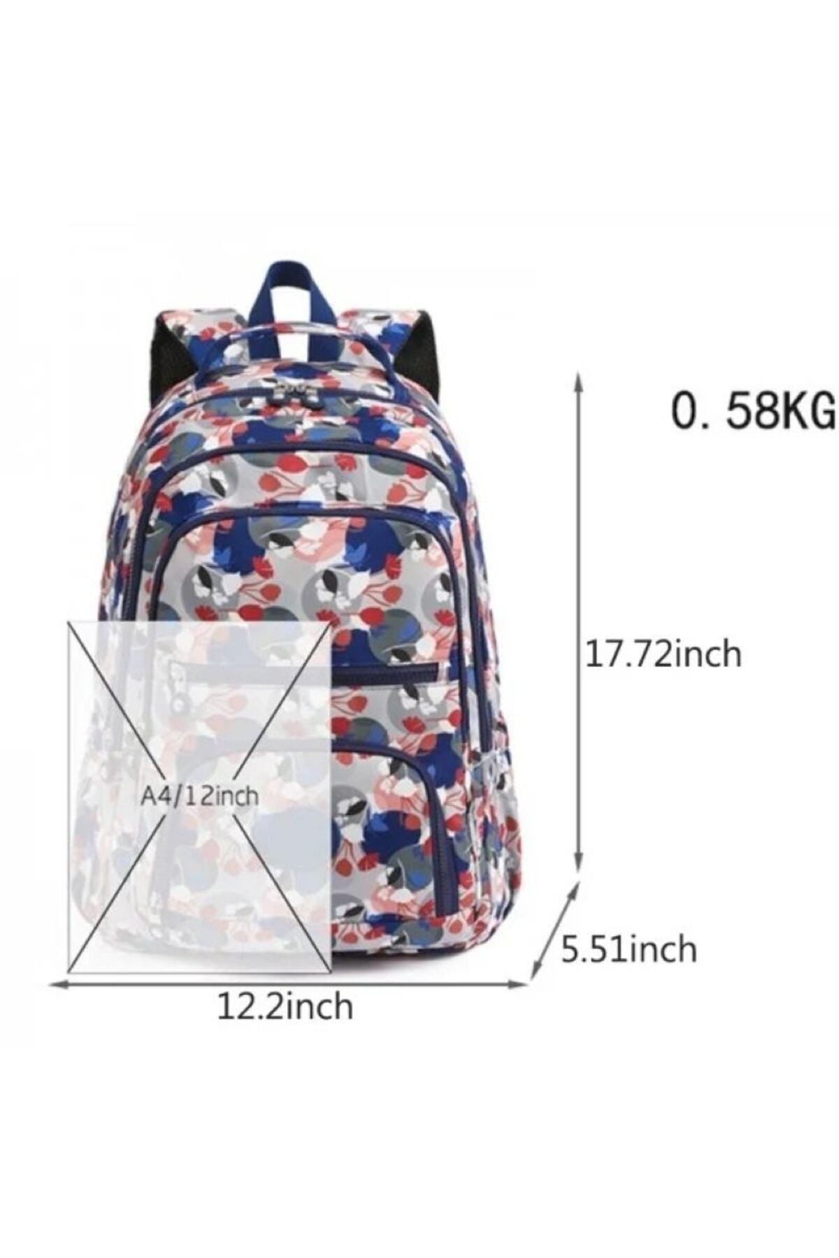 Ghiozdan Impermeabil Model Floral, Spațios, Multicolor