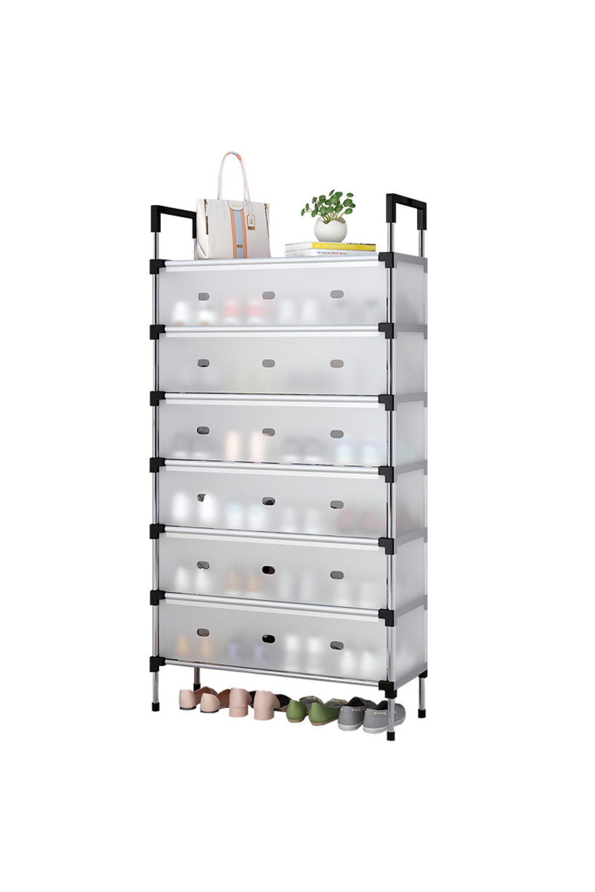 Organizator modular pentru încălțăminte XJ6207, uși transparente, 44x32x127 cm
