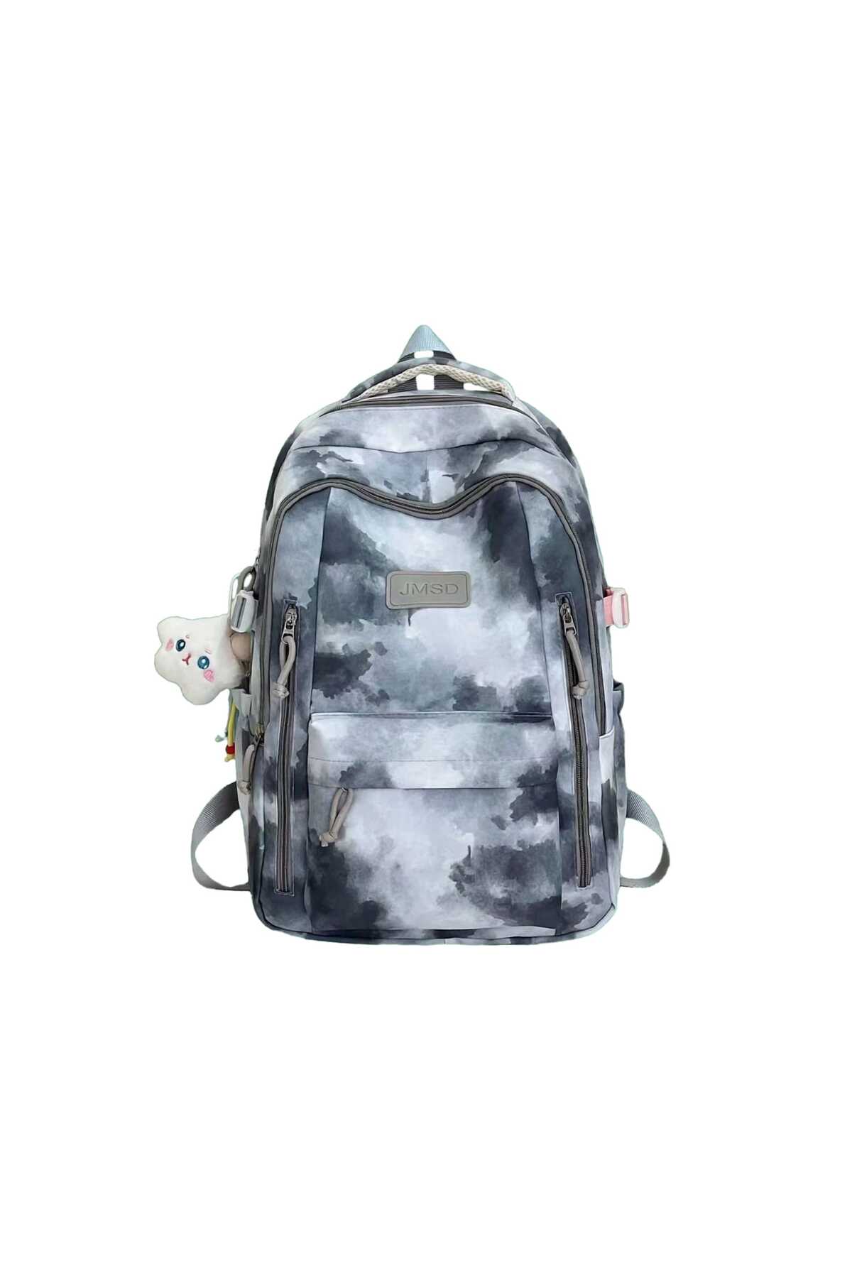 Rucsac Școală și Casual pentru Fete, Model Tie-Dye Mov și Albastru Pastel, Impermeabil, cu Compartimente