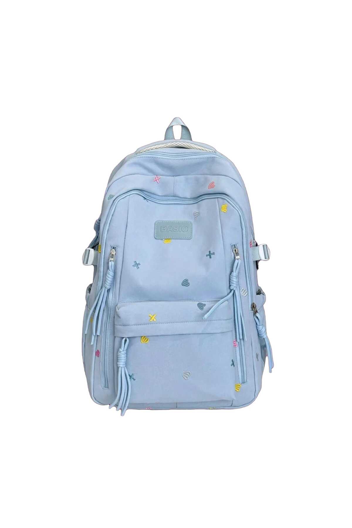 Ghiozdan pentru Fete, Model Japonez cu Broderie, Multicolor