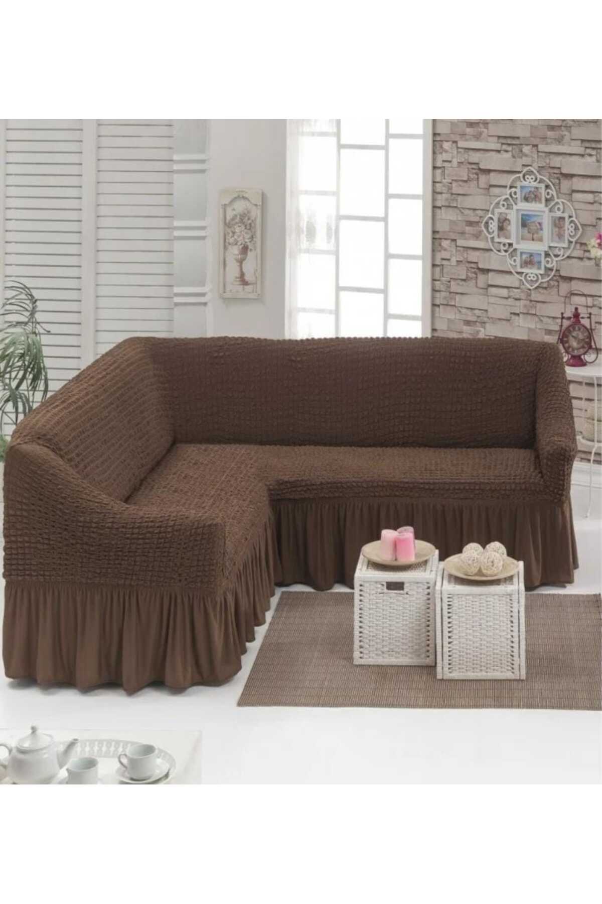 Husă Elastică și Creponată Pentru Colțar cu Volane, Material Elastic Universal, Diverse Culori