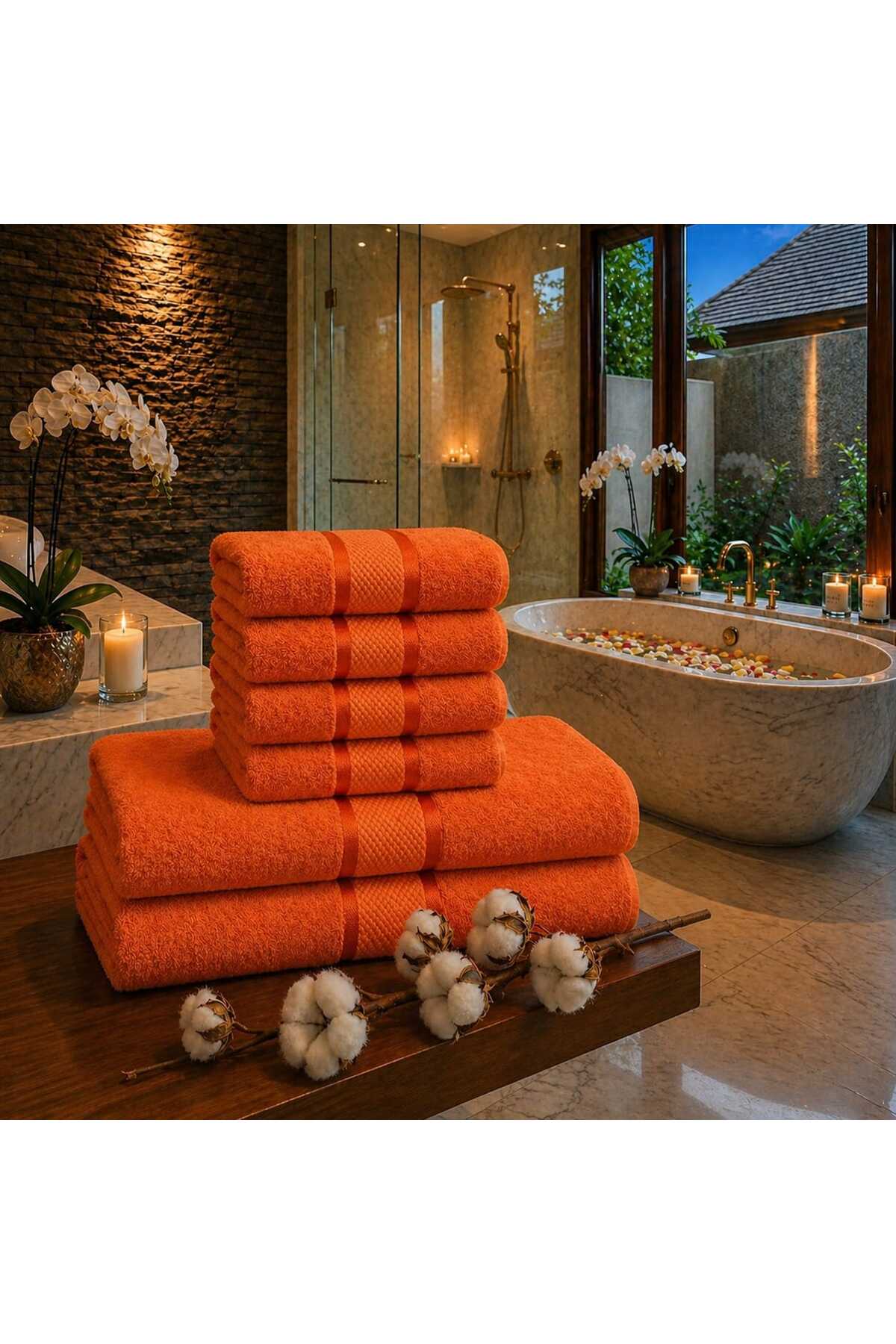 Set 6 Prosoape de Baie Premium, 100% Bumbac Pieptănat, Ultra-Absorbante și Pufoase, 420 G/m², Diverse Culori