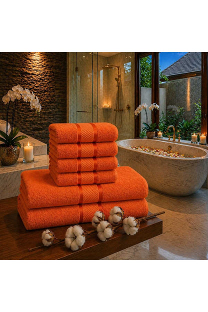 Set 6 Prosoape de Baie Premium, 100% Bumbac Pieptănat, Ultra-Absorbante și Pufoase, 420 G/m², Diverse Culori
