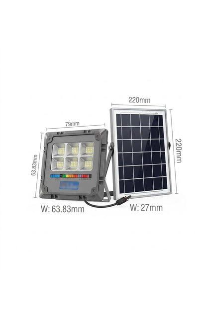 Jiayi Proiector LED Solar, Putere 400W, Autonomie 12h, Kit Complet cu Panou Fotovoltaic și Telecomandă, Rezistent la Apă IP66/IP67, Lumină Alb Rece 6000K, Funcție Automat/Amurg