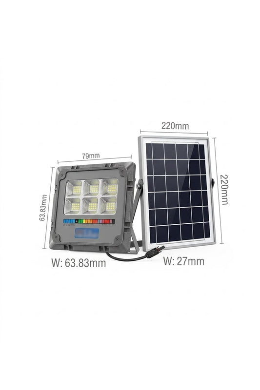 Jiayi Proiector LED Solar, Putere 400W, Autonomie 12h, Kit Complet cu Panou Fotovoltaic și Telecomandă, Rezistent la Apă IP66/IP67, Lumină Alb Rece 6000K, Funcție Automat/Amurg