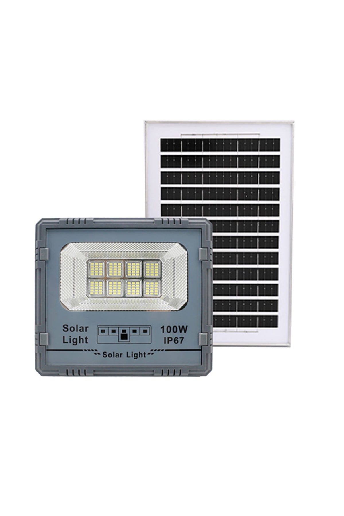 Jiayi Proiector LED Solar, Putere 200W, Autonomie 12-16h, Kit Complet cu Panou Fotovoltaic și Telecomandă, Rezistent la Apă IP66/IP67, Lumină Alb Rece 6500K, Funcție Automat/Amurg