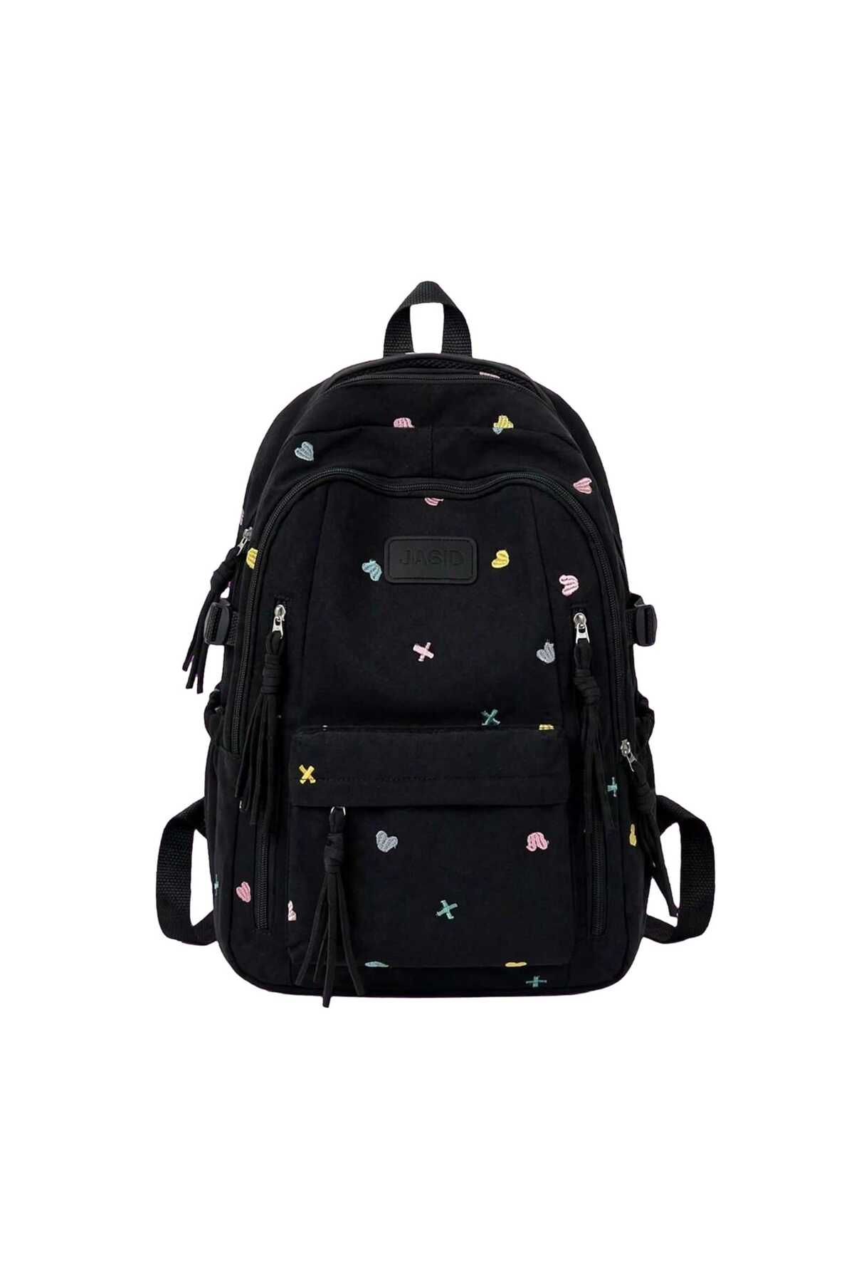 Ghiozdan pentru Fete, Model Japonez cu Broderie, Multicolor