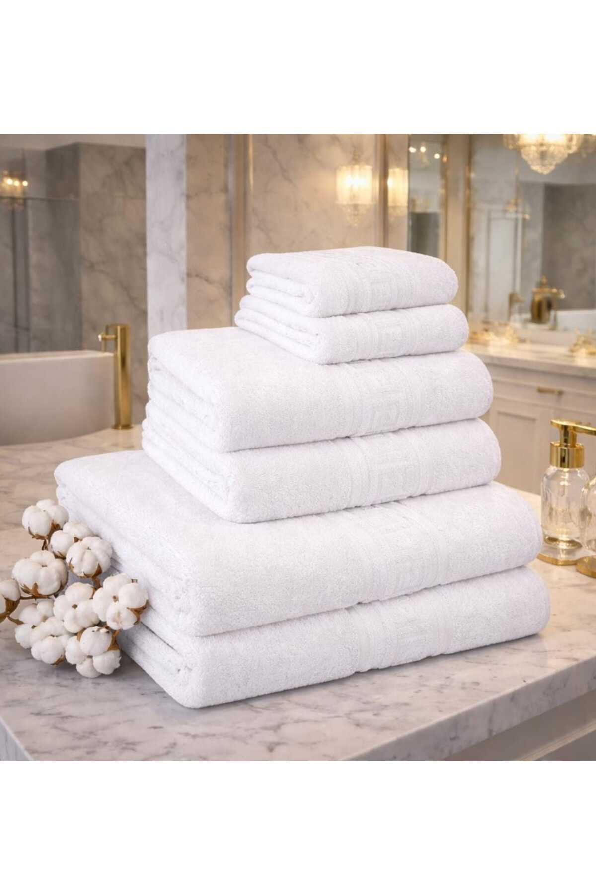 Set Prosoape Bumbac 100%, 6 Piese,diverse Culori, Absorbante și Fine,500gsm