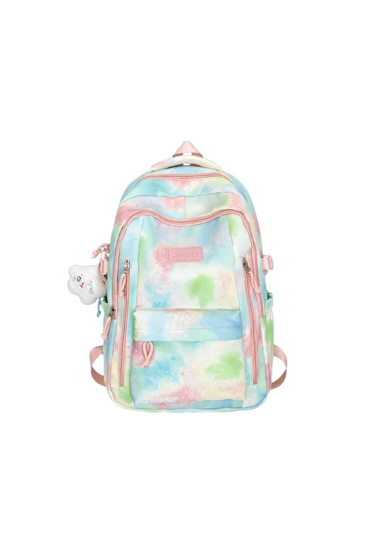 Rucsac Școală și Casual pentru Fete, Model Pastel Tie-Dye, Impermeabil, cu Compartimente