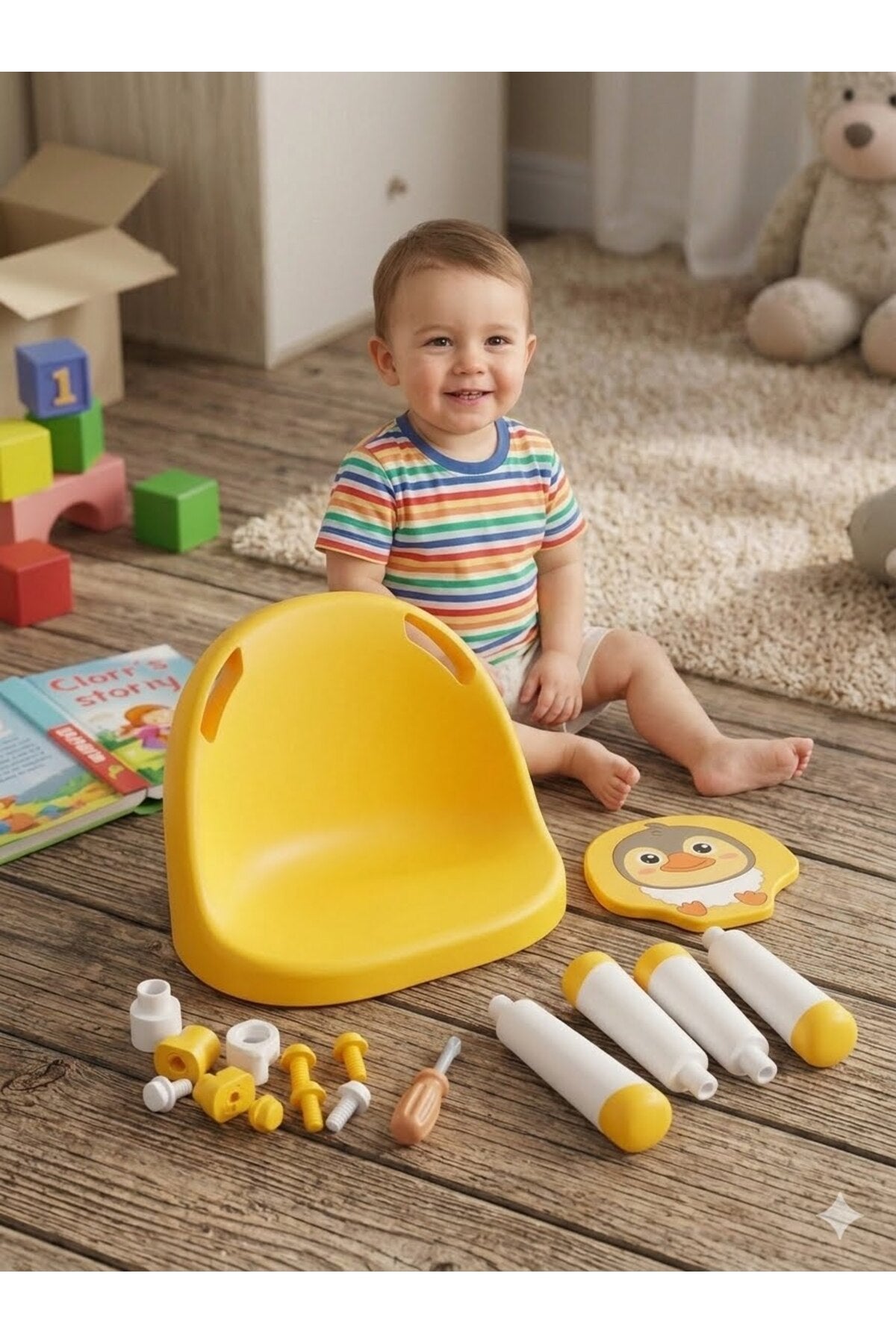 Scăunel modular pentru copii, plastic, picioare antiderapante