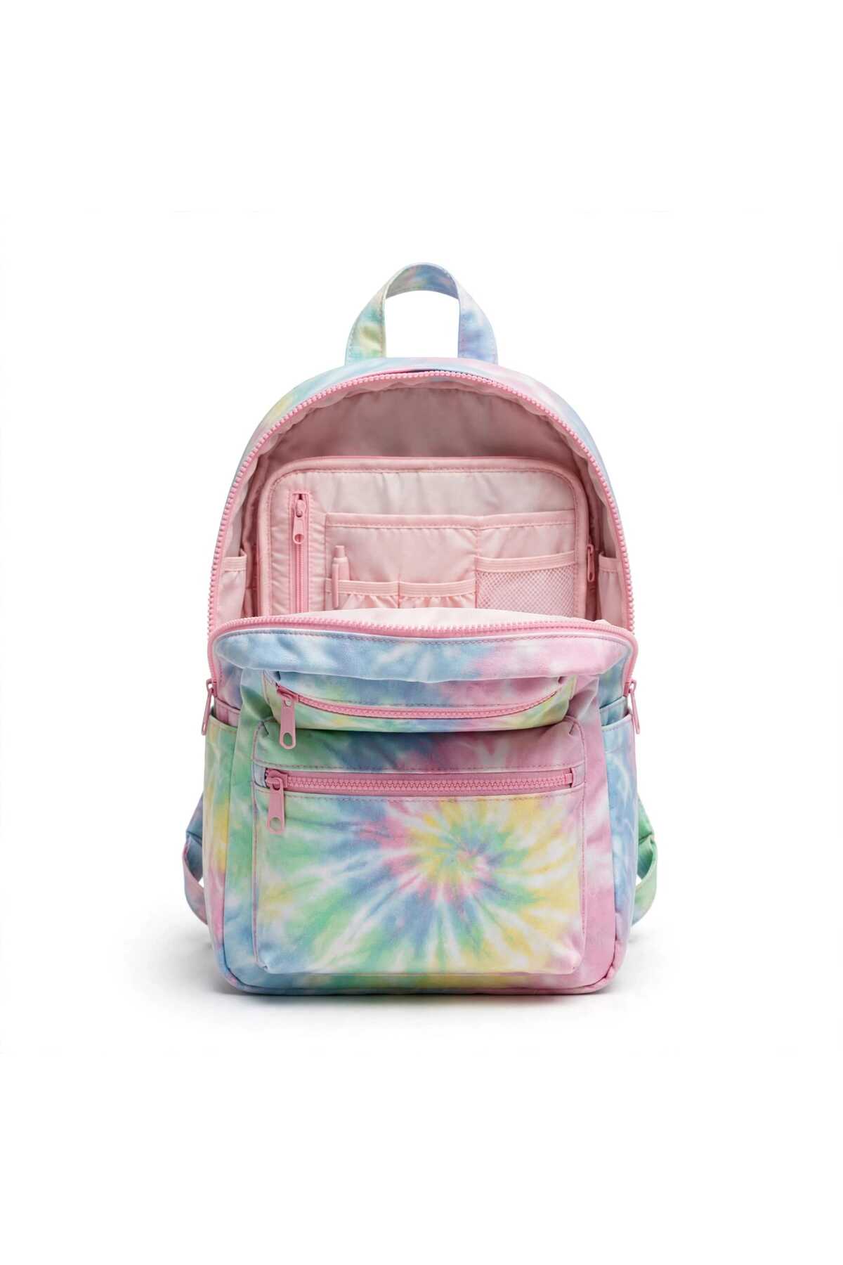 Rucsac Școală și Casual pentru Fete, Model Pastel Tie-Dye, Impermeabil, cu Compartimente