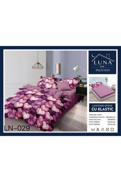 Set Lenjerie Pat Finet 6 Piese, Model Floral, Pat Dublu