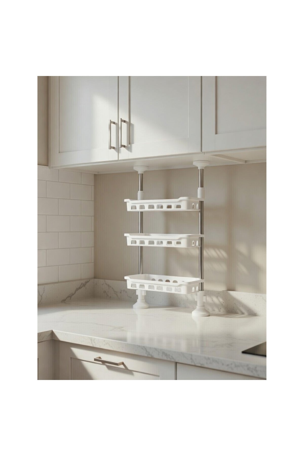 Raft organizator telescopic pentru bucătărie și baie, 3 polițe, 40-70 cm