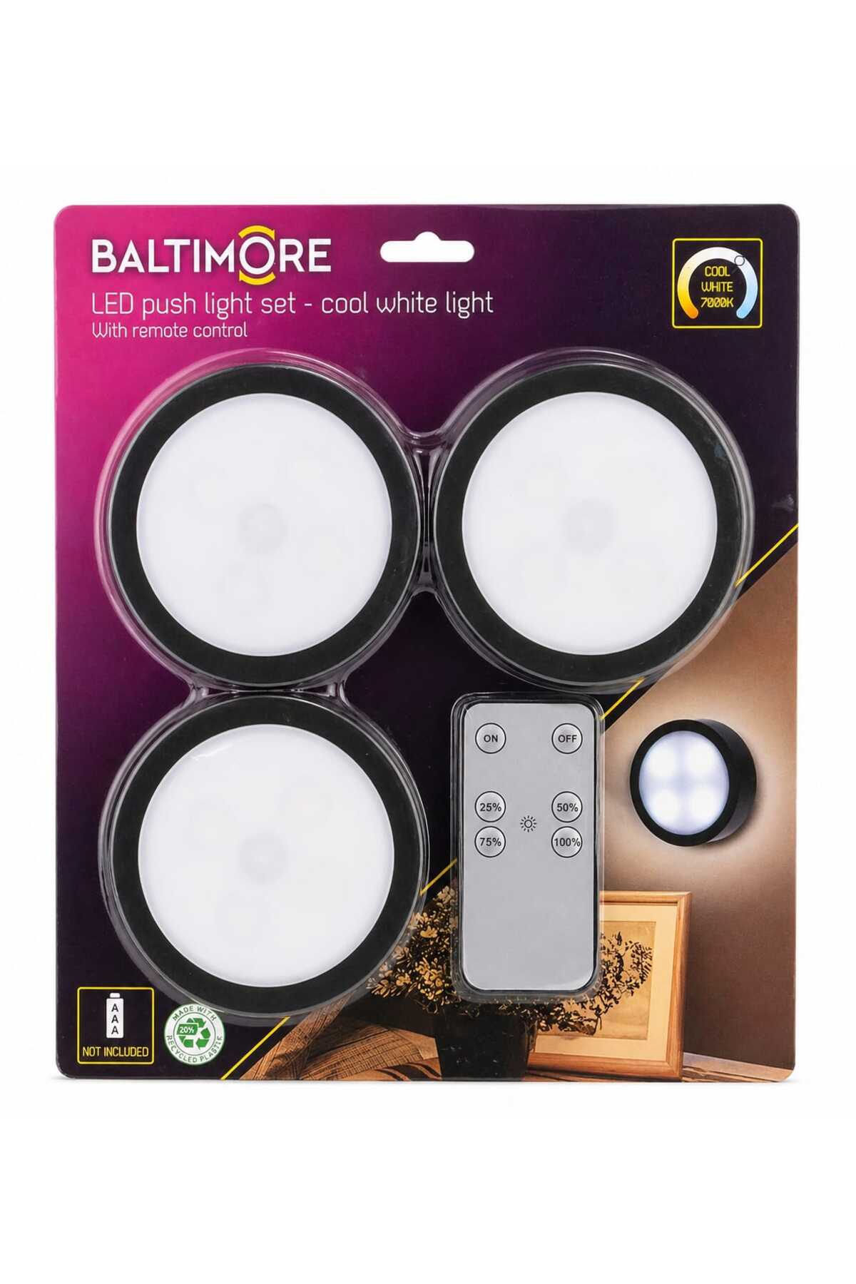 Set Practic de 3 Lămpi LED Push cu Telecomandă, Perfecte Pentru Iluminare Rapidă Oriunde ai Nevoie